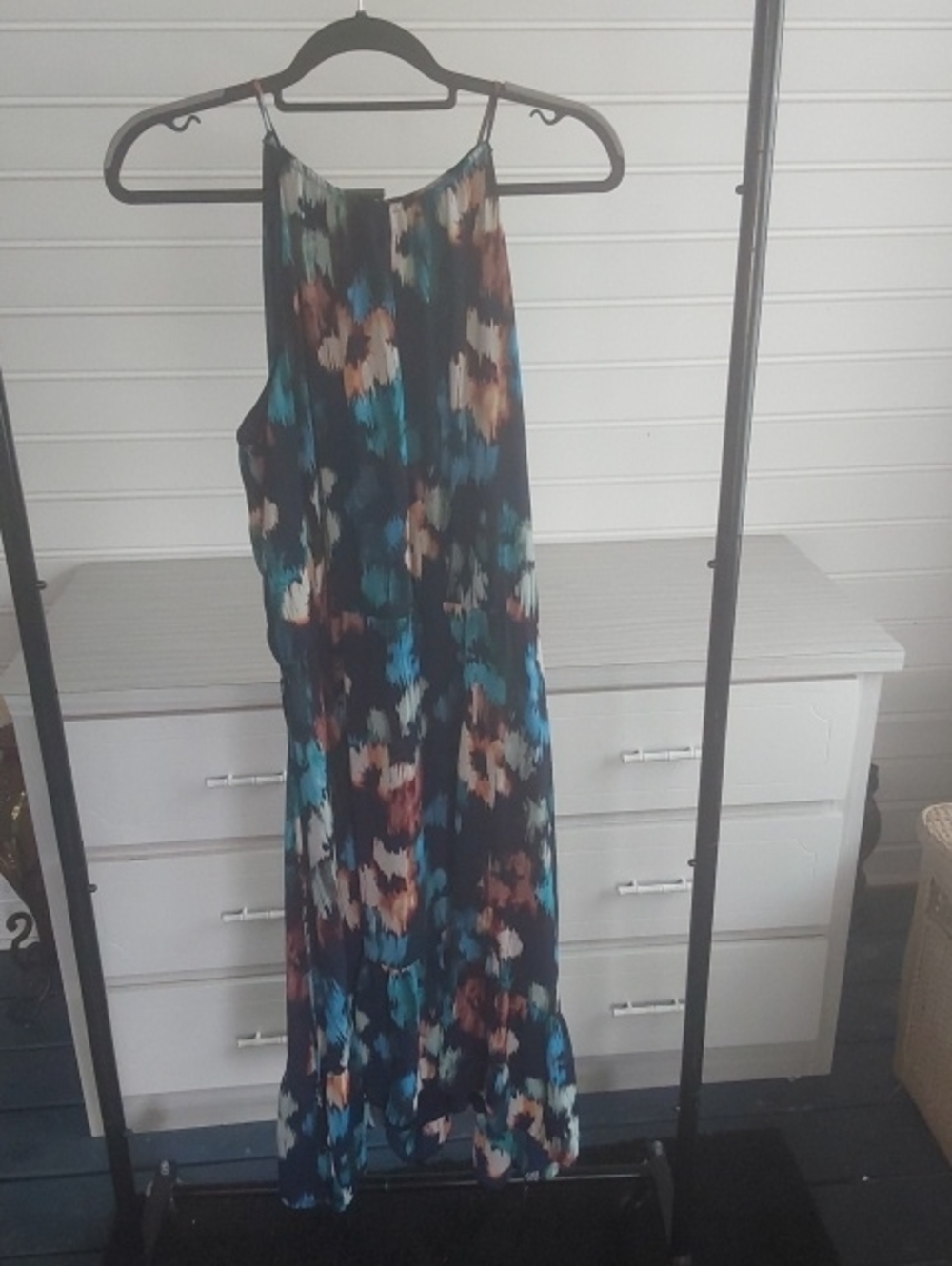 Simply Vera Vera Wang Teal, Brown & Cream Sleeveless Maxi Dress XL